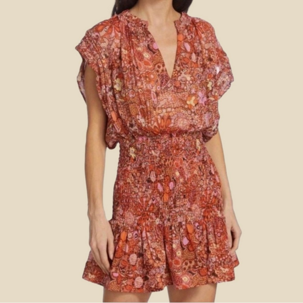 A.L.C. Red and Pink Floral Mini Dress